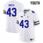 Youth Florida Gators #43 Jake Sheets NCAA Nike White Authentic Stitched College Football Jersey UOA7362BZ